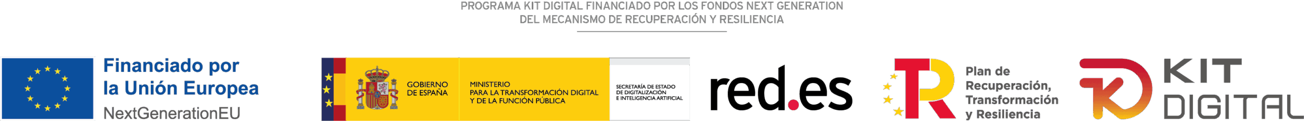 Programa Kit Digital financiado por los fondos Next Generation del Mecanismo de Recuperación y Resiliencia. Financiado por la Unión Europea NextGenerationEU, Gobierno de España, Red.es, Plan de Recuperación, Transformación y Resiliencia y Kit Digital.