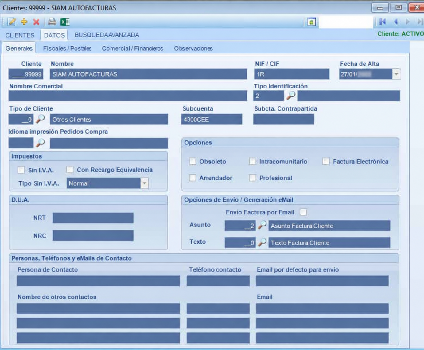 ERPgest: ficha de clientes